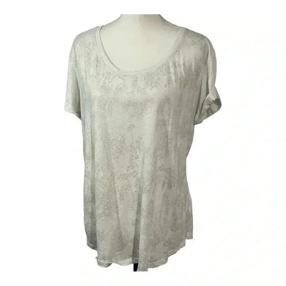 A New Approach size XL white tee with gold print on front and rolled sleeves EUC - Picture 6 of 10